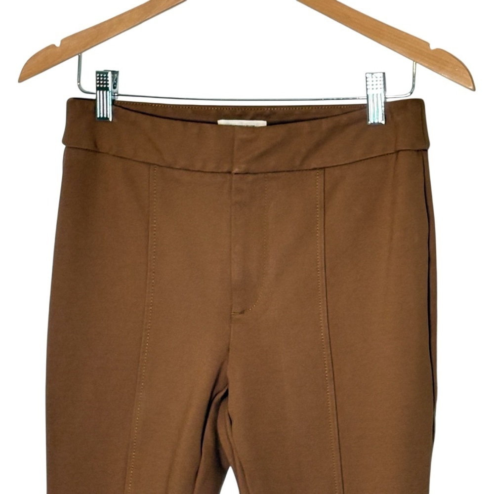 Anthropologie The Essential Slim Ponte Knit Ankle Zip Skinny Pants Size 4 Brown - Picture 5 of 16